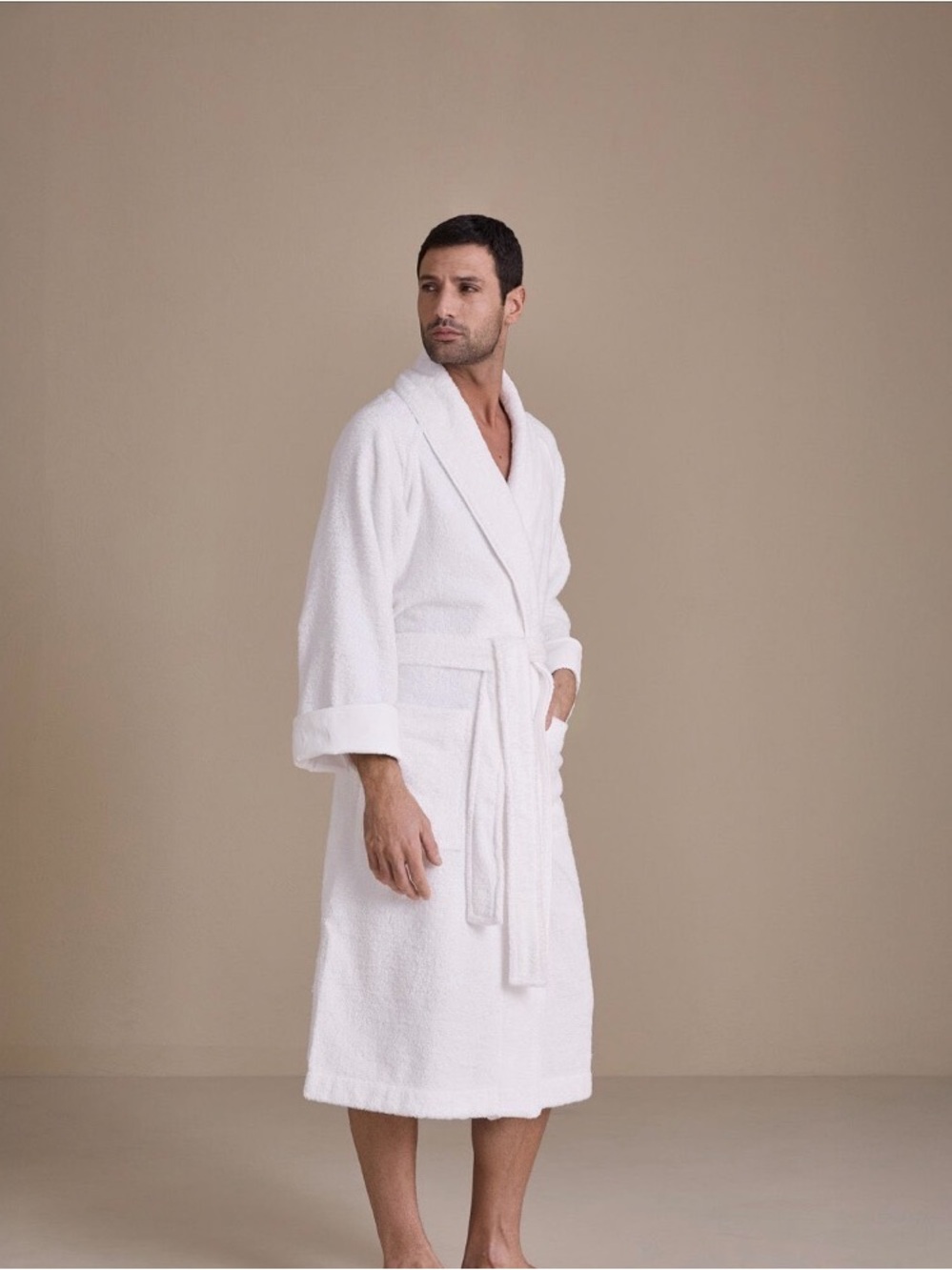 Frette Unito White Plush Shawl-Collar Bath Robe medium
